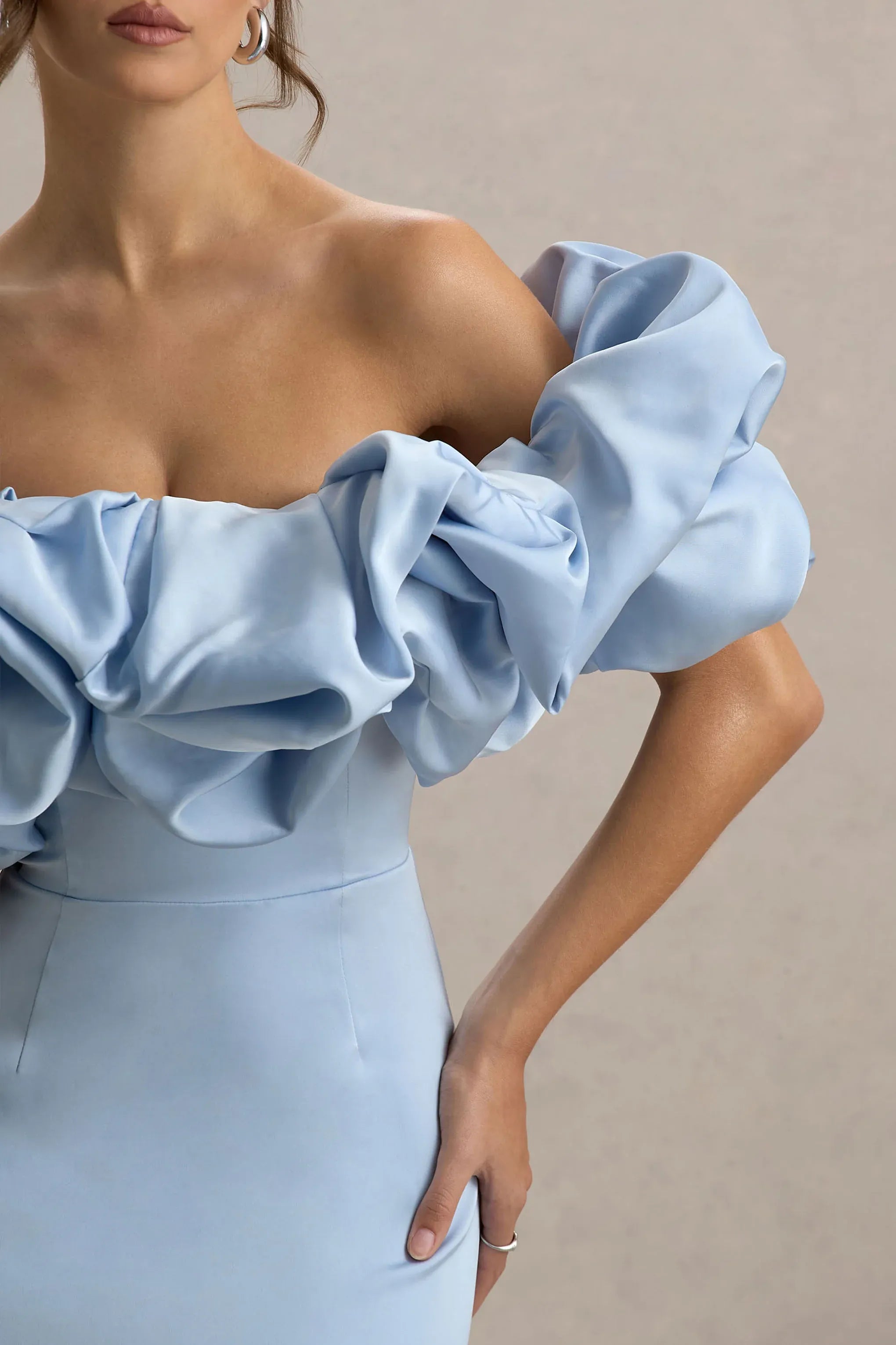 Daring Sheath Off Shoulder Ruffled Sleeve Open Back Floor Length Prom Dress