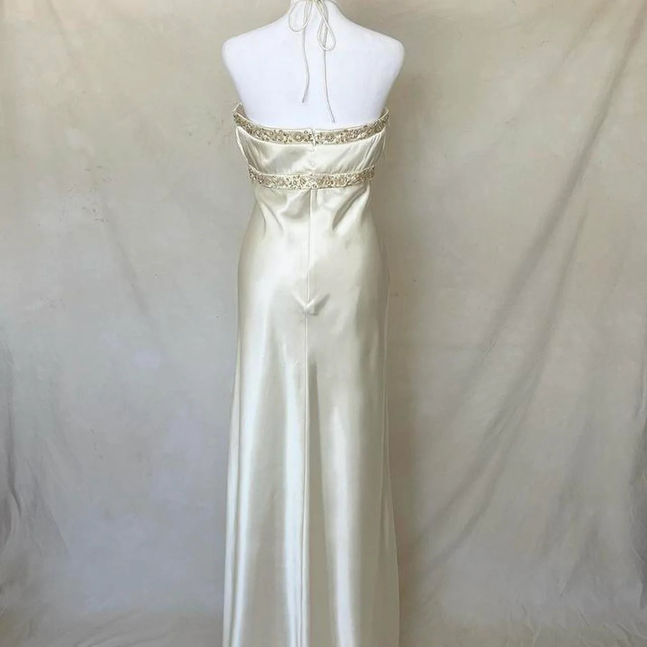 Delicate Floral Beading Spaghetti Strap Long Satin Women's Ball Gown Evening Dress  simple gentle atmospheric and unique desi Bring summer colors to enhance whiteness