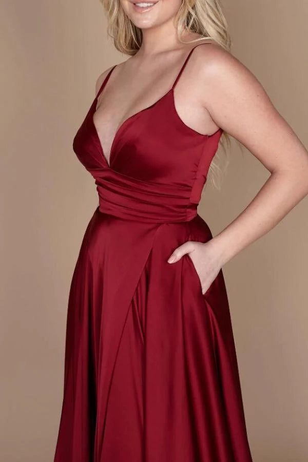 Designer Simple Long Prom Dresses With Side Slit Simple gentle atmospheric and unique design