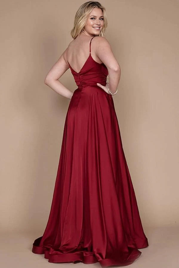 Designer Simple Long Prom Dresses With Side Slit Simple gentle atmospheric and unique design