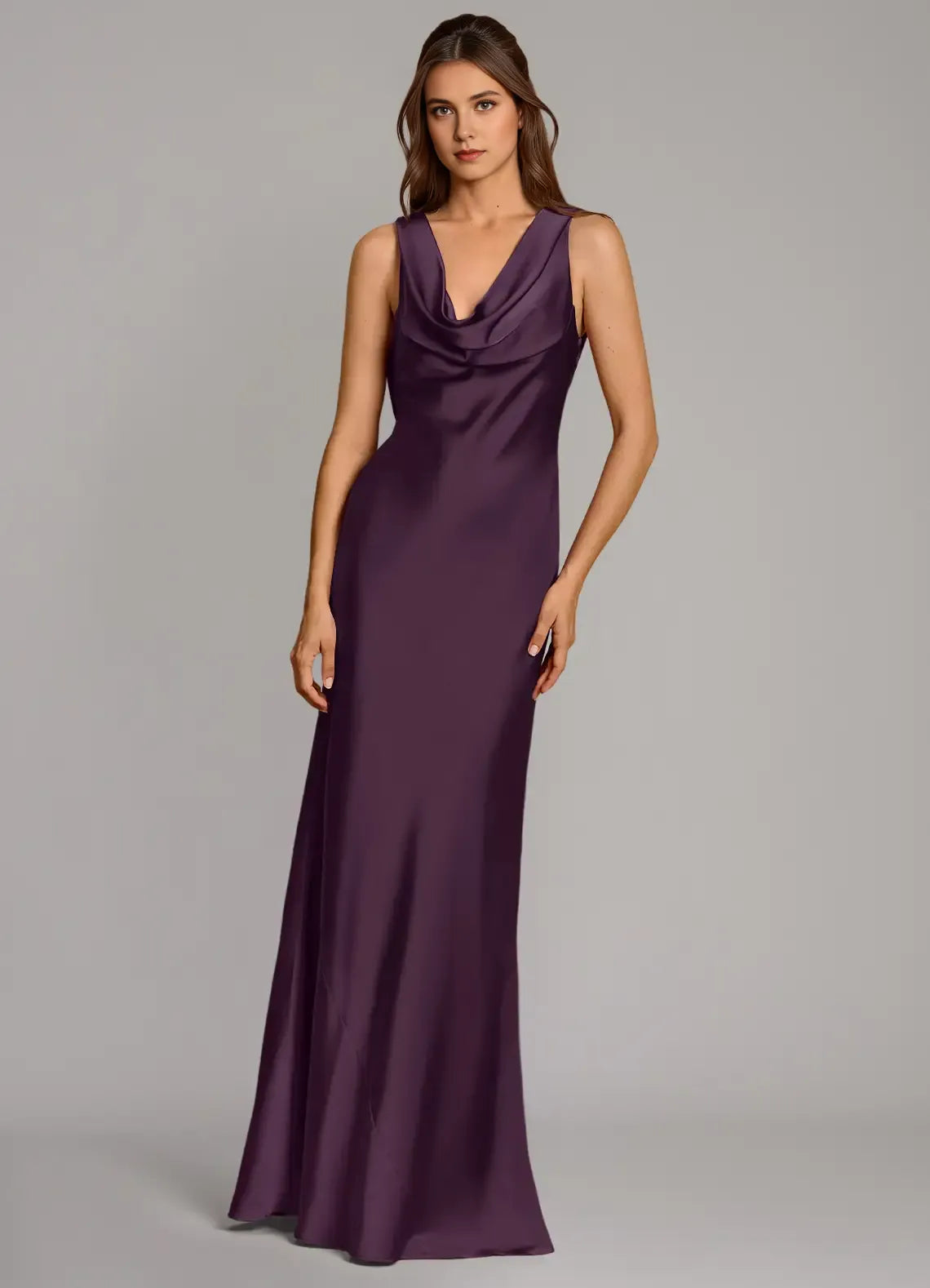 Distinct Sheath Cowl Neck Sleeveless Crisscross Open Back Floor Length Female Evening Dress