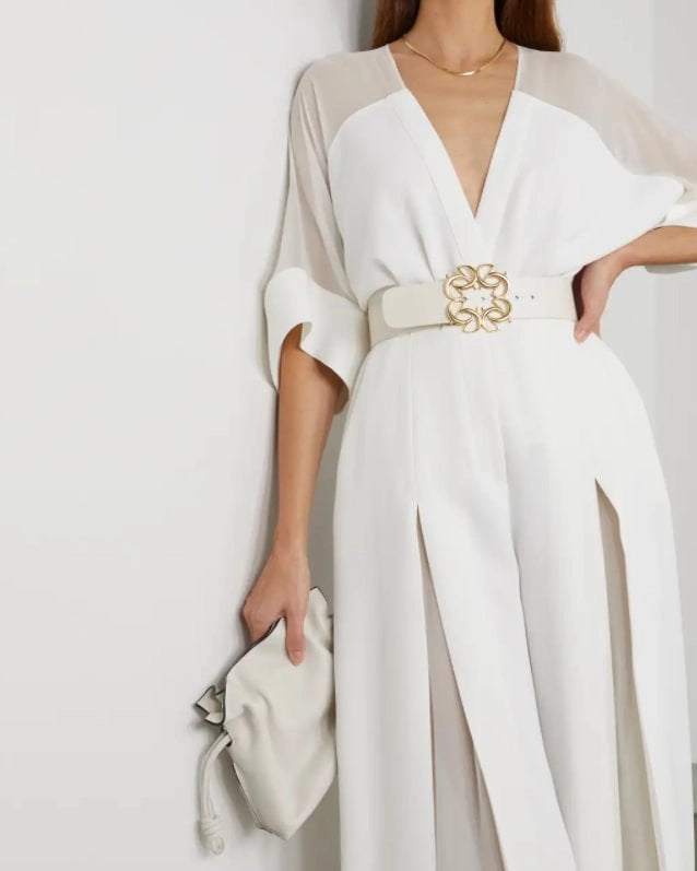 Doll Sleeve Solid Slit Jumpsuit simple gentle atmospheric and unique desi Bring summer colors to enhance whiteness