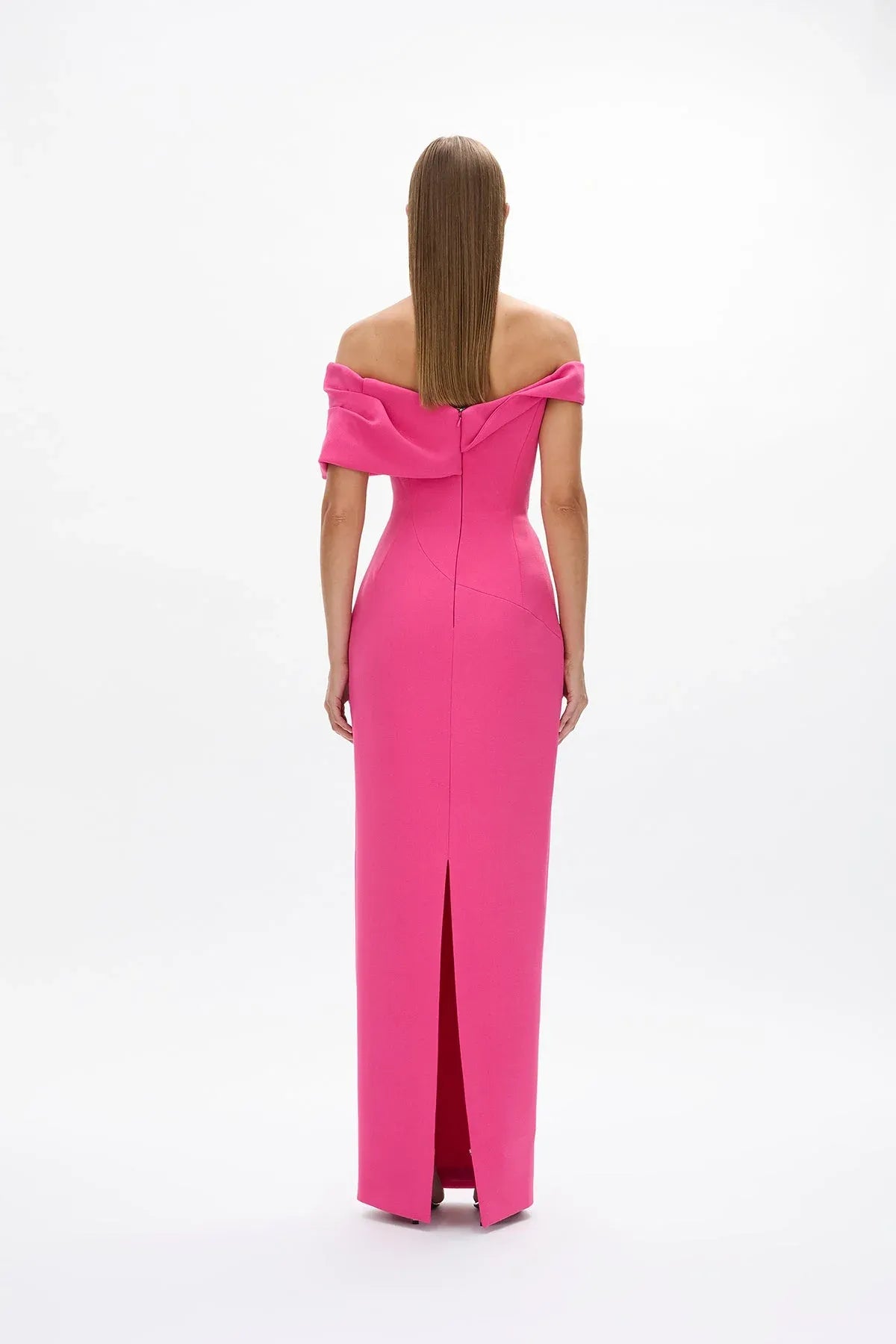 Draped Sheath Off the Shoulder Sleeveless Zipper Back High Slit Floor Length For Ladies Prom Dress