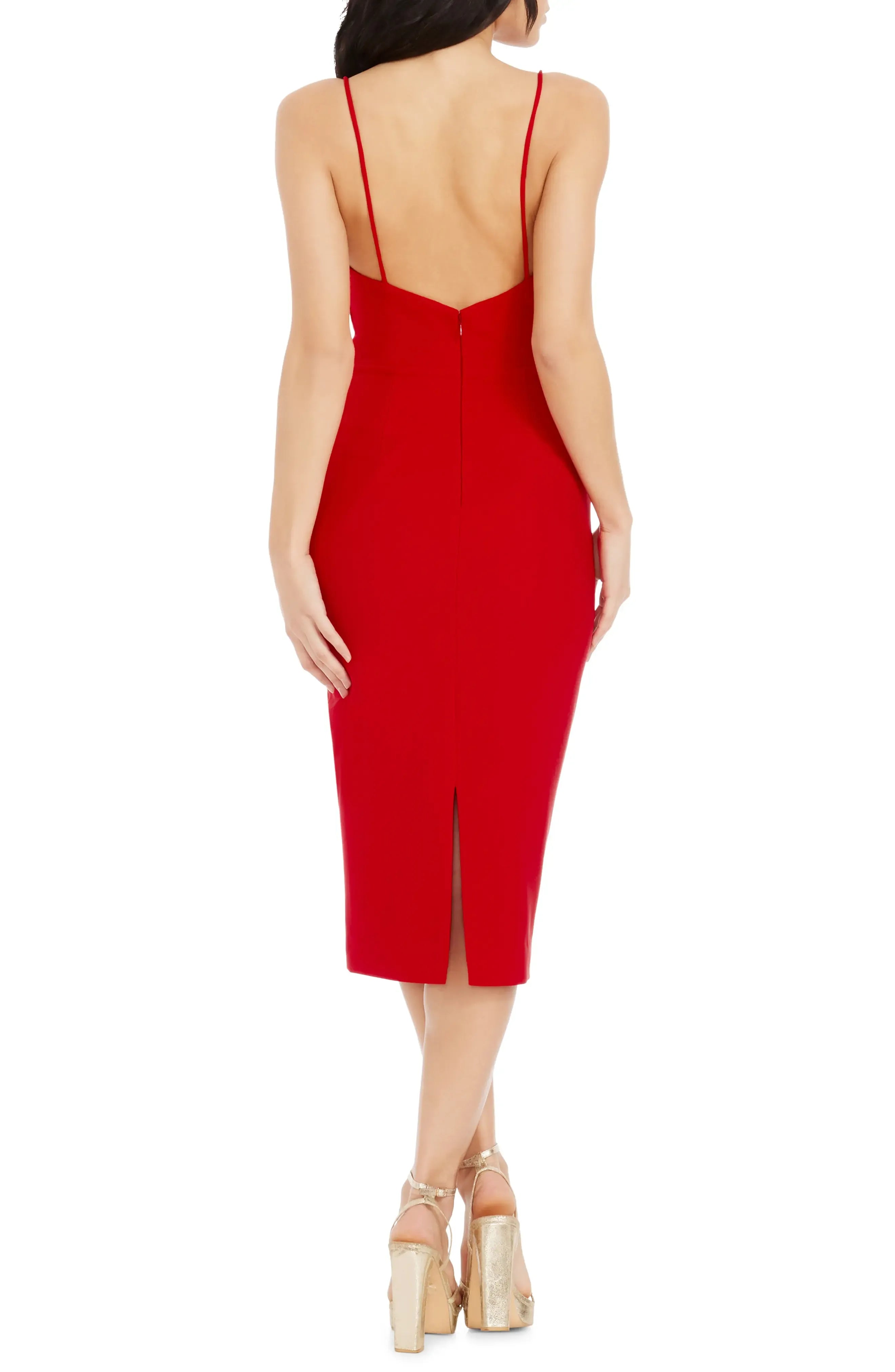 Draped Sheath Sweetheart Neck Spaghetti Strap Open Back Midi Length For Ladies Evening Dress