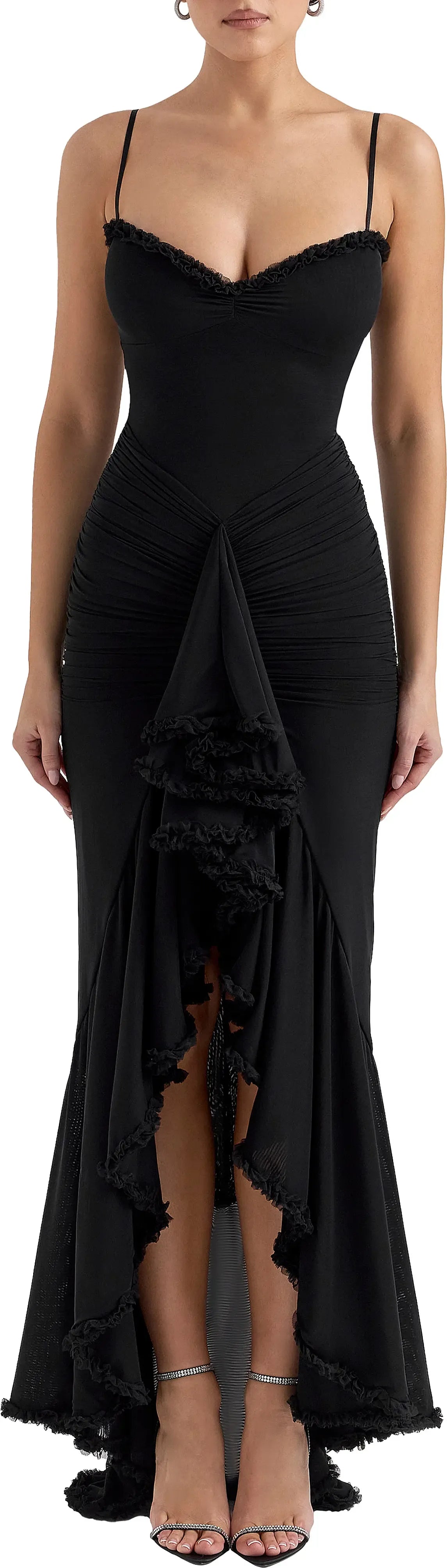 Edgy Ruched Mermaid Sweetheart Spaghetti Strap Zipper Back Floor Length For Ladies Prom Dress ﻿