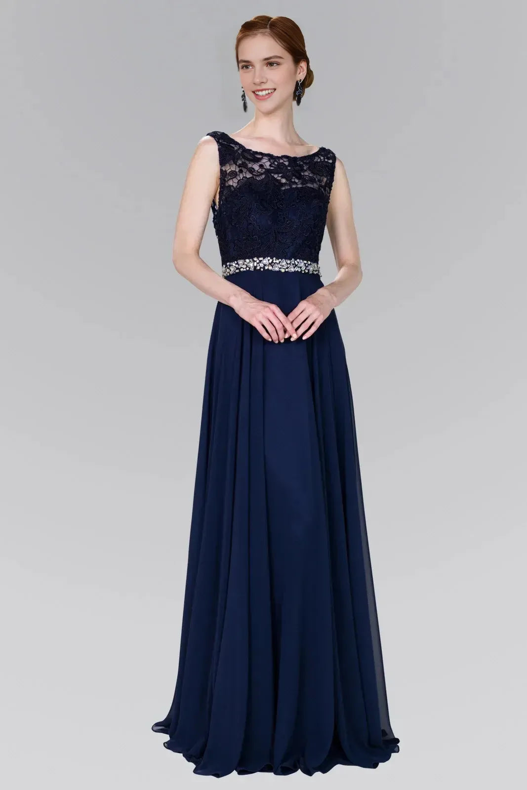 Elegant A-Line Bateau-Neck Sleeveless Open-Back Floor-Length Prom Dress