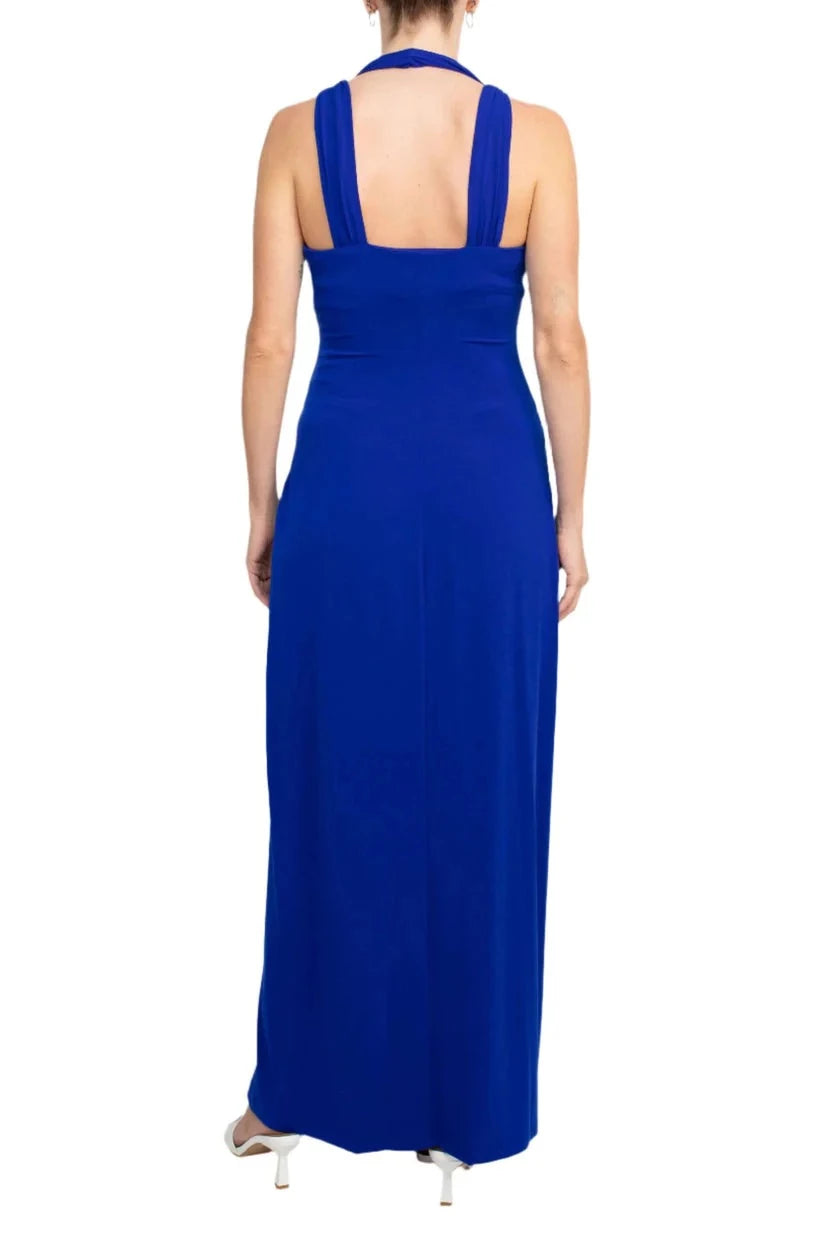 Elegant A-Line Halter Neck Sleeveless Cutout Back Floor Length Prom Dress