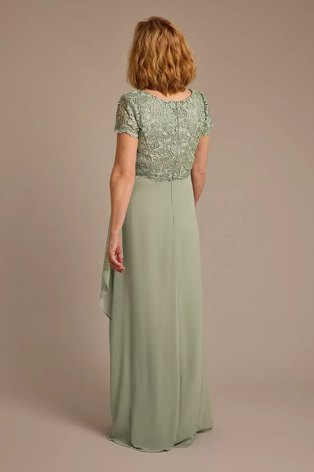 Elegant A Line Square Neck Short Sleeve Lace Back Floor Length Mother of the Bride Dress