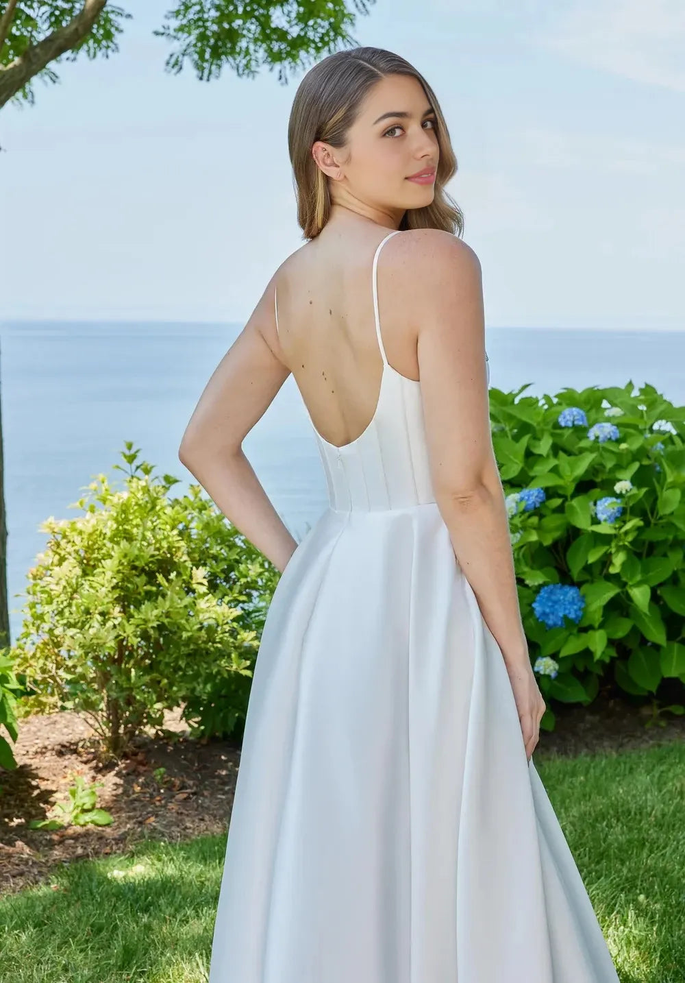 Elegant A-Line Sweetheart Spaghetti Strap Open Back Floor Length Prom Dress