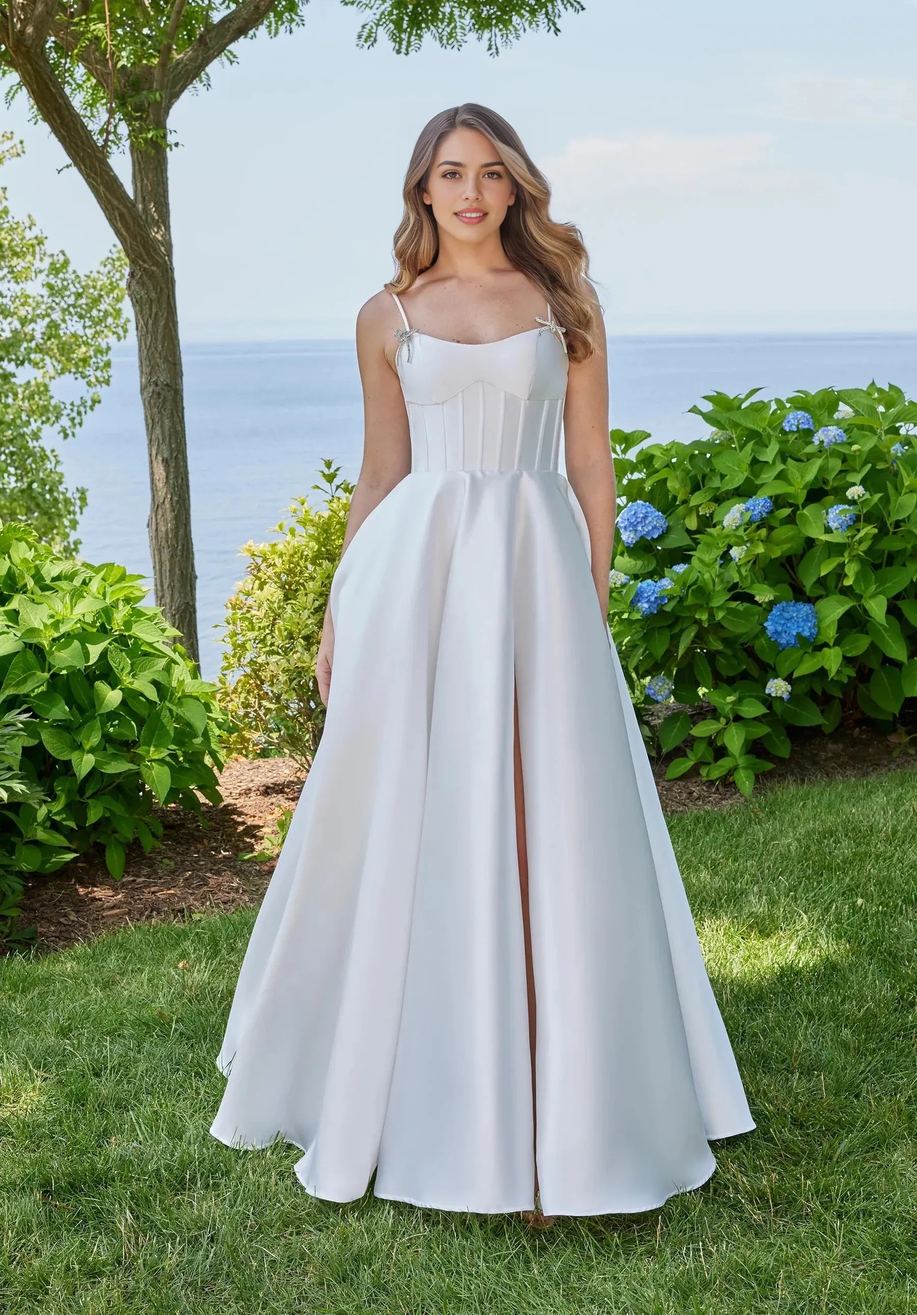 Elegant A-Line Sweetheart Spaghetti Strap Open Back Floor Length Prom Dress