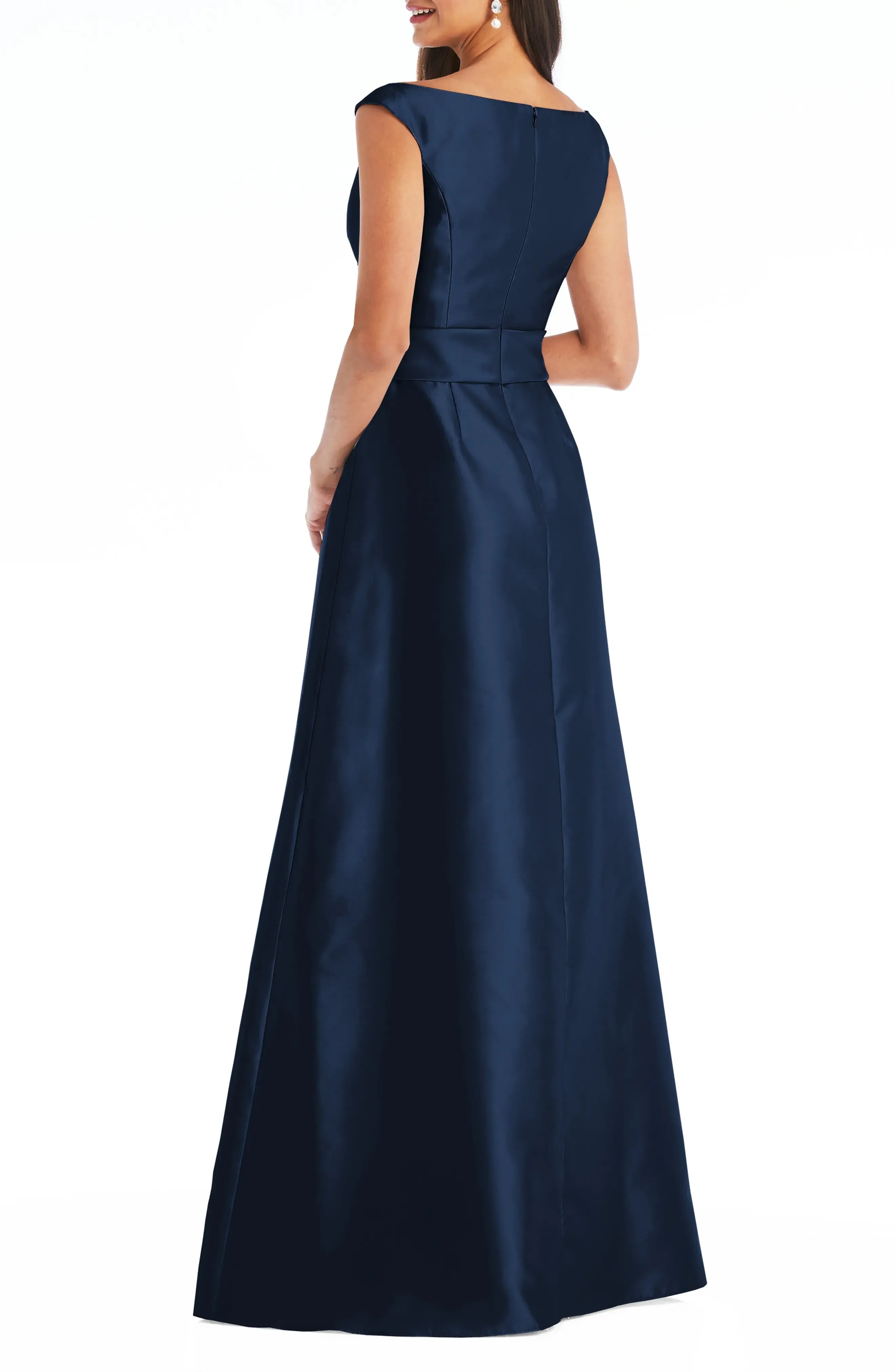 Elegant A Line V Neck Sleeveless Zip Back Maxi For Ladies Evening Dress