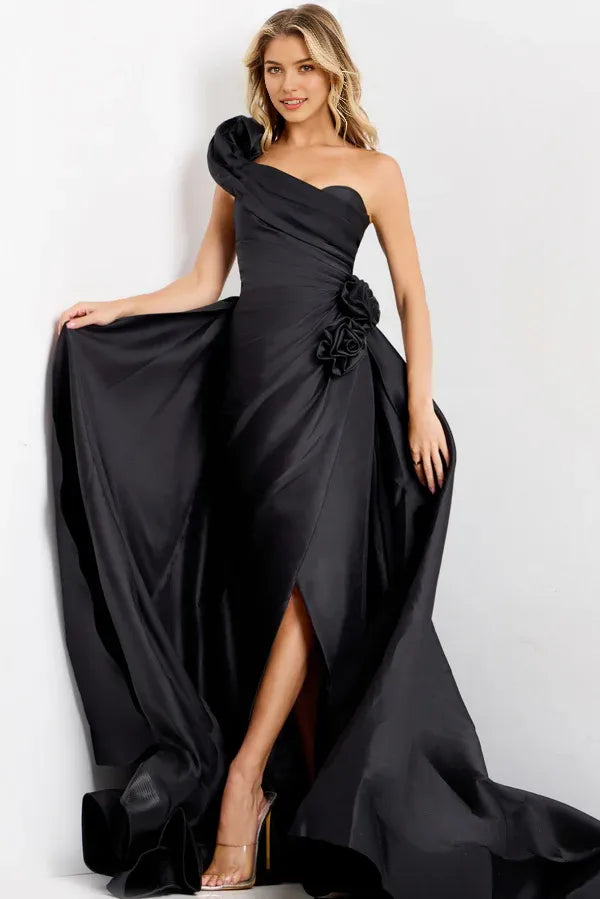 Elegant Ball-Gown One-Shoulder Sleeveless Open-Back Floor-Length Prom Dress