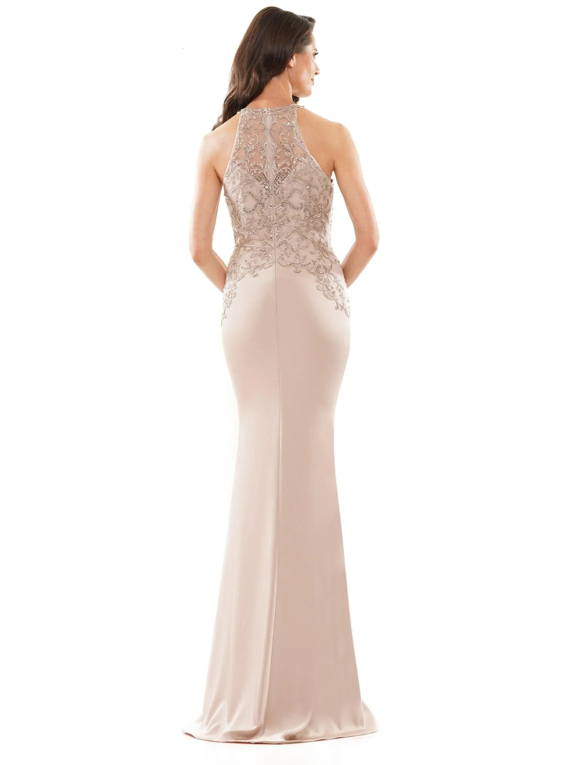 Elegant Mermaid Halter Neck Sleeveless Sheer Back Floor Length Prom Dress