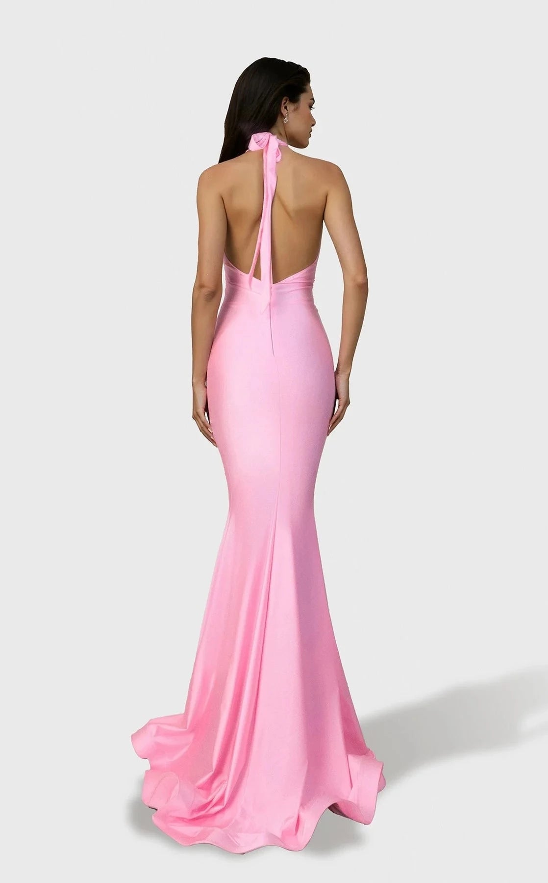 Elegant Mermaid Halter Sleeveless Open-Back Floor-Length Prom Dress