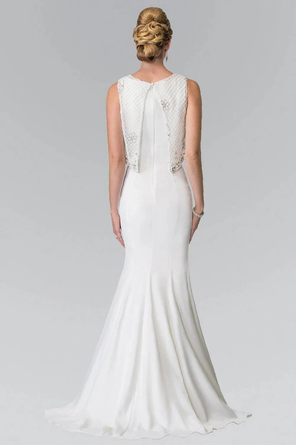 Elegant Mermaid High-Neck Sleeveless Zipper-Back Floor-Length Beaded Prom Dress