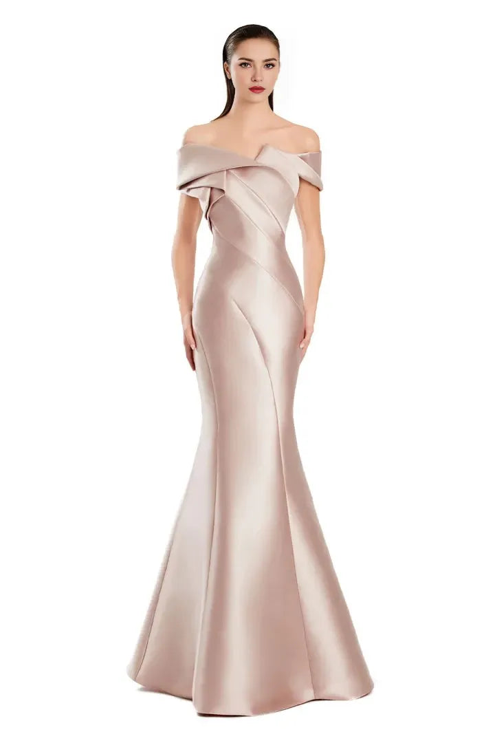 Elegant Mermaid Off Shoulder Sleeveless Button Back Floor Length Prom Dress