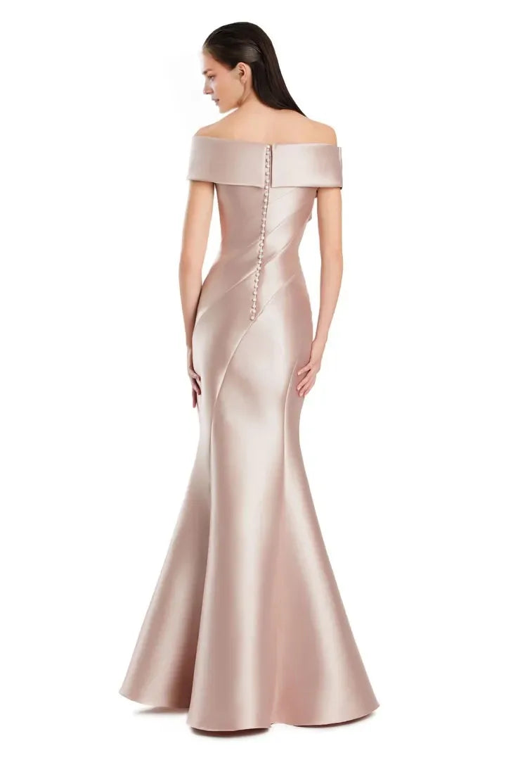 Elegant Mermaid Off Shoulder Sleeveless Button Back Floor Length Prom Dress