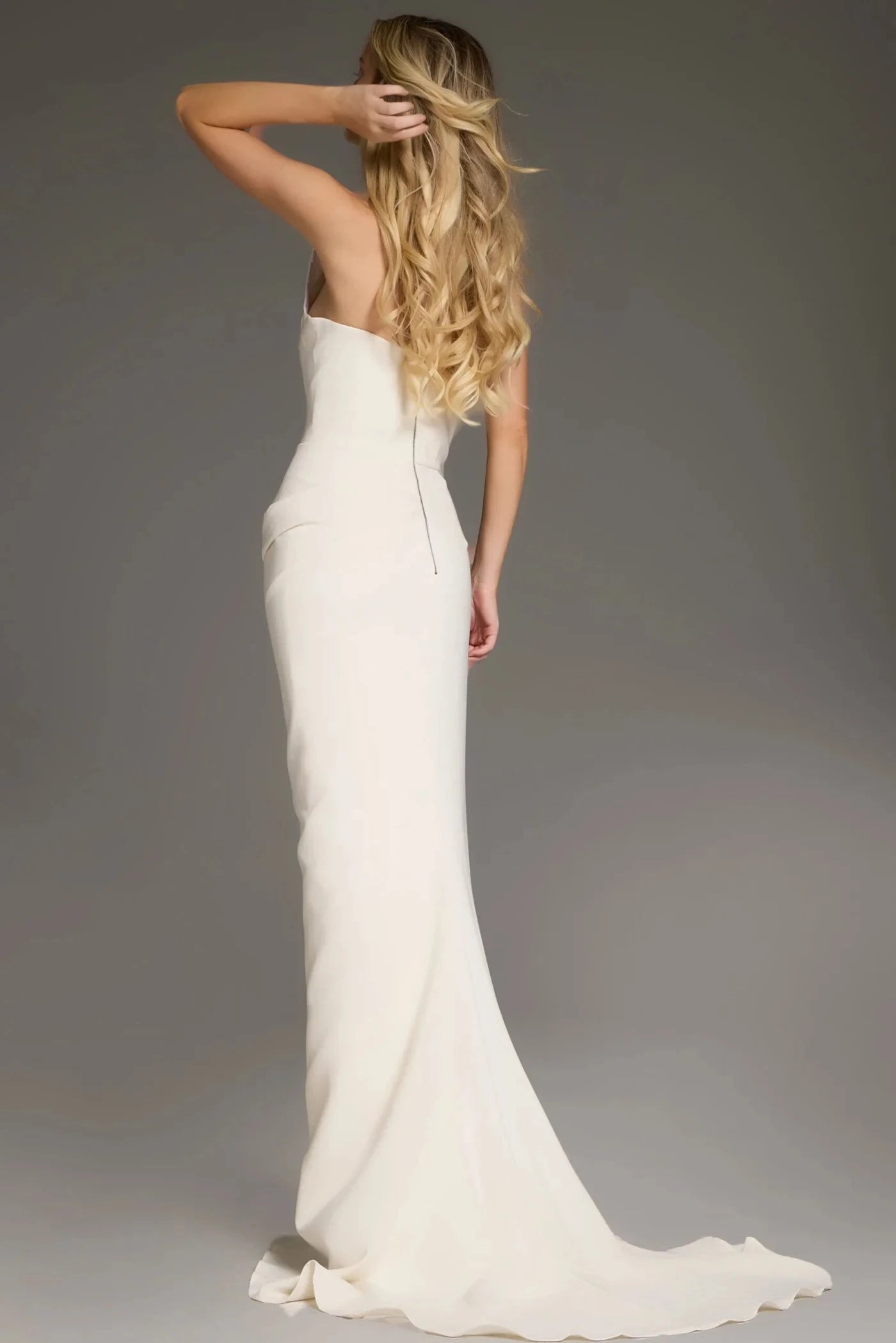 Elegant Mermaid One Shoulder Sleeveless Zipper Back Train Floor Length Prom Dress