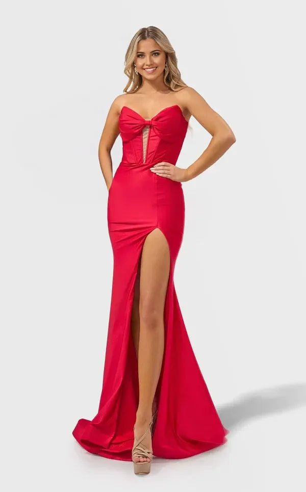 Elegant Mermaid Strapless Sleeveless Open-Back Floor-Length Prom Dress