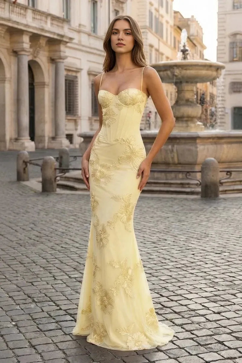 Elegant Mermaid Sweetheart Sleeveless Lace-Up-Back Floor-Length Prom Dress