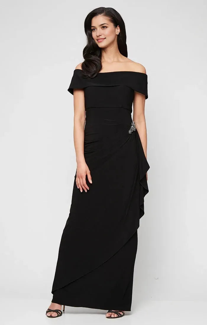 Elegant Sheath Off Shoulder Short Sleeve Zipper Back Floor Length Prom Dress