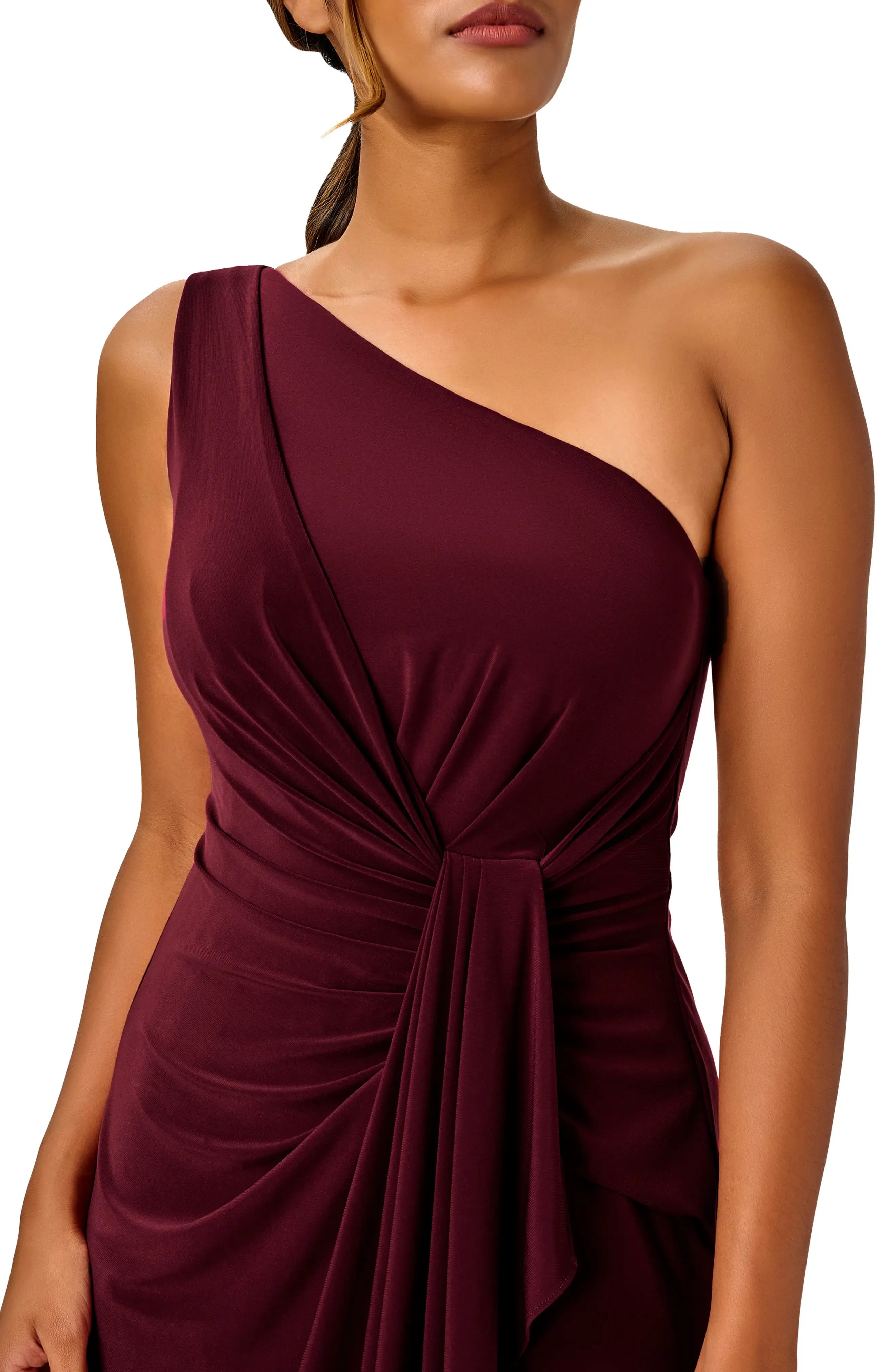 Elegant Sheath One Shoulder Sleeveless Ruched Back Maxi For Adults Evening Dress