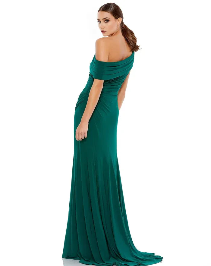 Elegant Sheath One-Shoulder Sleeveless Solid Back Floor Length For Adults Prom Dress