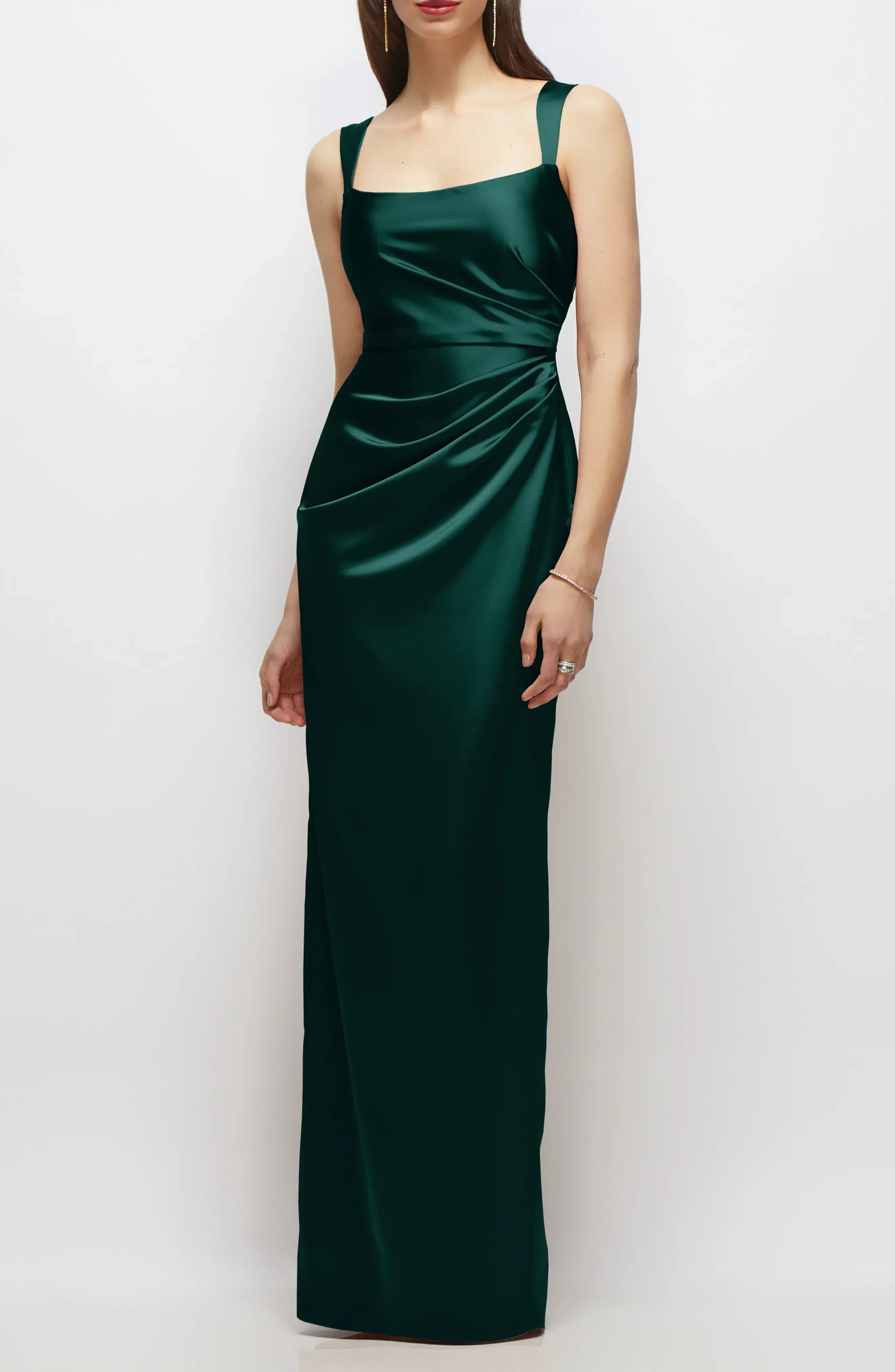 Elegant Sheath Square Neck Spaghetti Strap Open Back Maxi For Ladies Evening Dress
