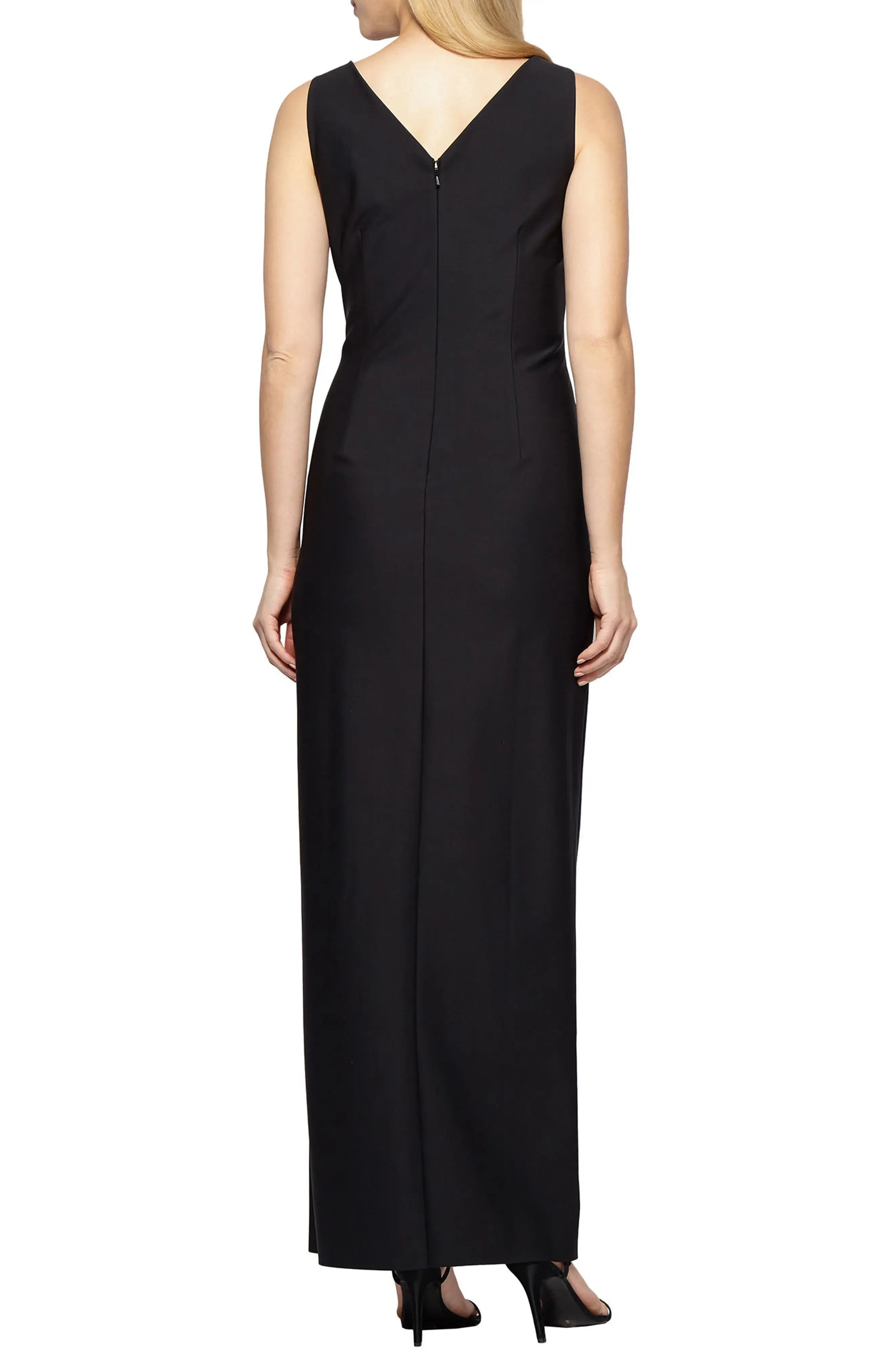 Elegant Sheath V Neck Sleeveless Zip Back Maxi Hot Sale Evening Dress