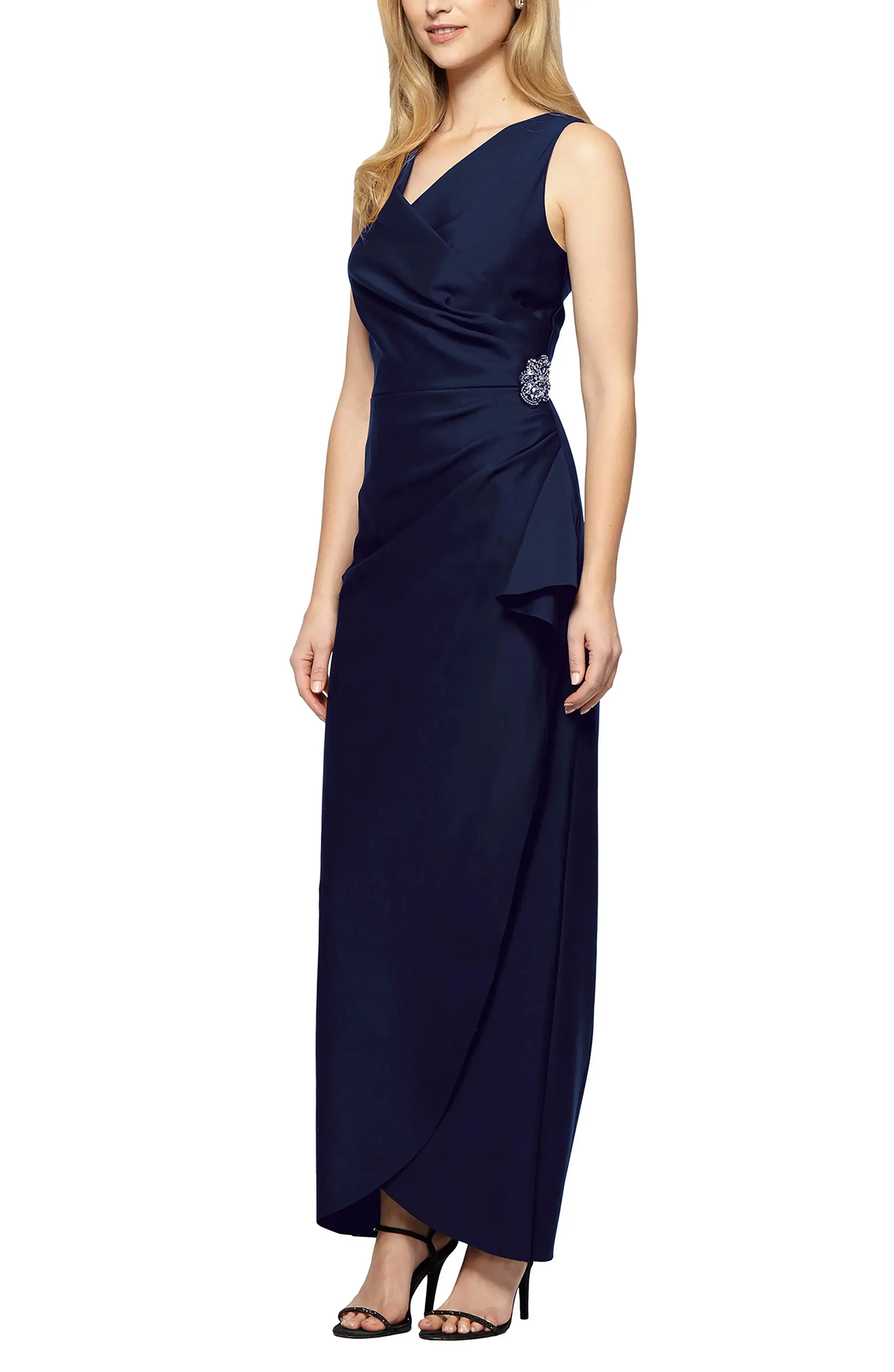 Elegant Sheath V Neck Sleeveless Zip Back Maxi Hot Sale Evening Dress