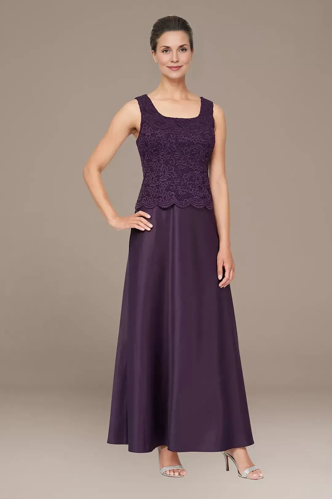 Elegant Three Piece Scoop Neck Three Quarter Sleeve Lace Back Floor Length Mother of the Bride Dress