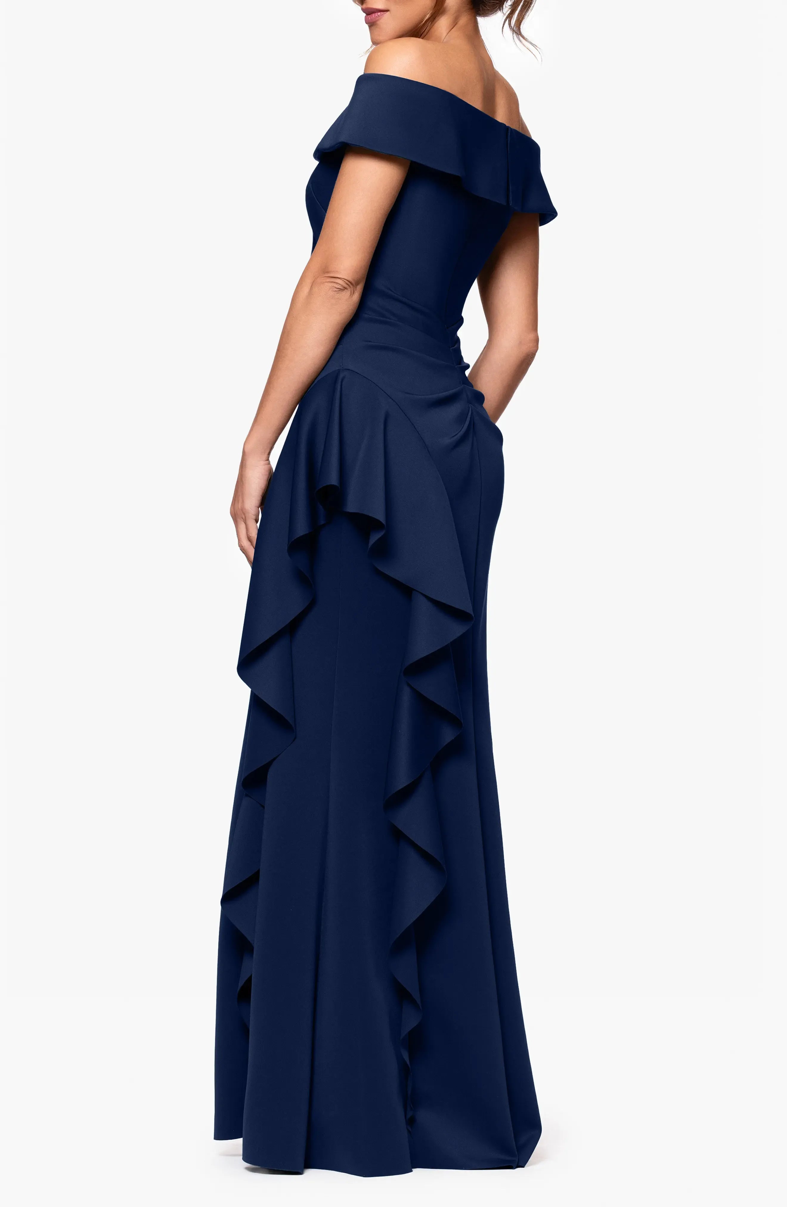Elegant Trumpet Off Shoulder Sleeveless Ruched Back Maxi For Adults Evening Dress