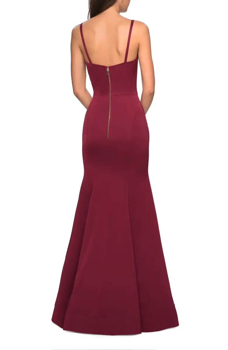 Elegant Trumpet Square Neck Spaghetti Strap Zip Back Maxi Female Evening Dress
