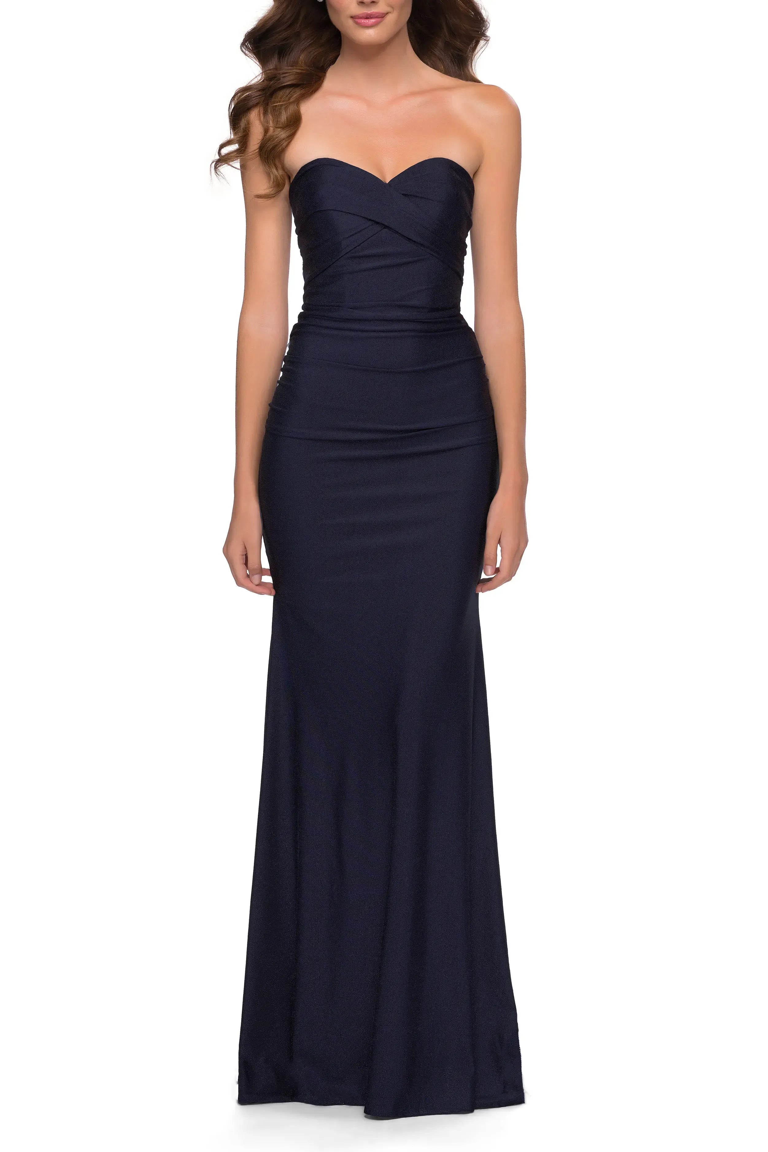 Elegant Trumpet Strapless Sweetheart Ruched Back Train Evening Dress