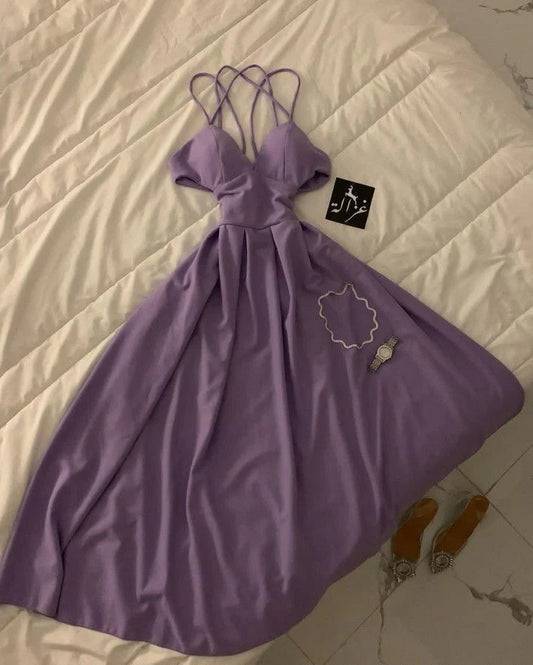 Elegant A Line Spaghetti Straps Lilac Long Prom Dress Evening Dresses formal wear dresses simple gentle atmospheric and unique desi Bring summer colors to enhance whiteness ﻿