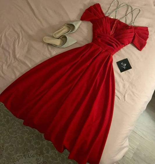 Elegant A Line Spaghetti Straps Red Long Prom Dress Evening Dresses formal wear dresses simple gentle atmospheric and unique desi Bring summer colors to enhance whiteness