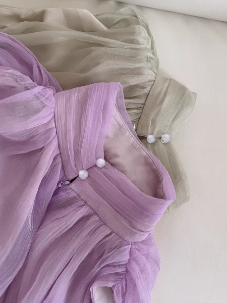 Elegant A line High Neck Chiffon Prom Dresses Formal Summer Wedding Guest Dresses Wedding Guest simple gentle atmospheric and unique desi Bring summer colors to enhance whiteness