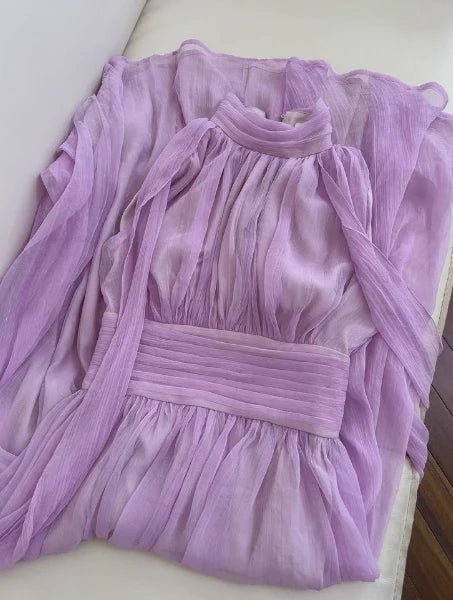 Elegant A line High Neck Chiffon Prom Dresses Formal Summer Wedding Guest Dresses Wedding Guest simple gentle atmospheric and unique desi Bring summer colors to enhance whiteness