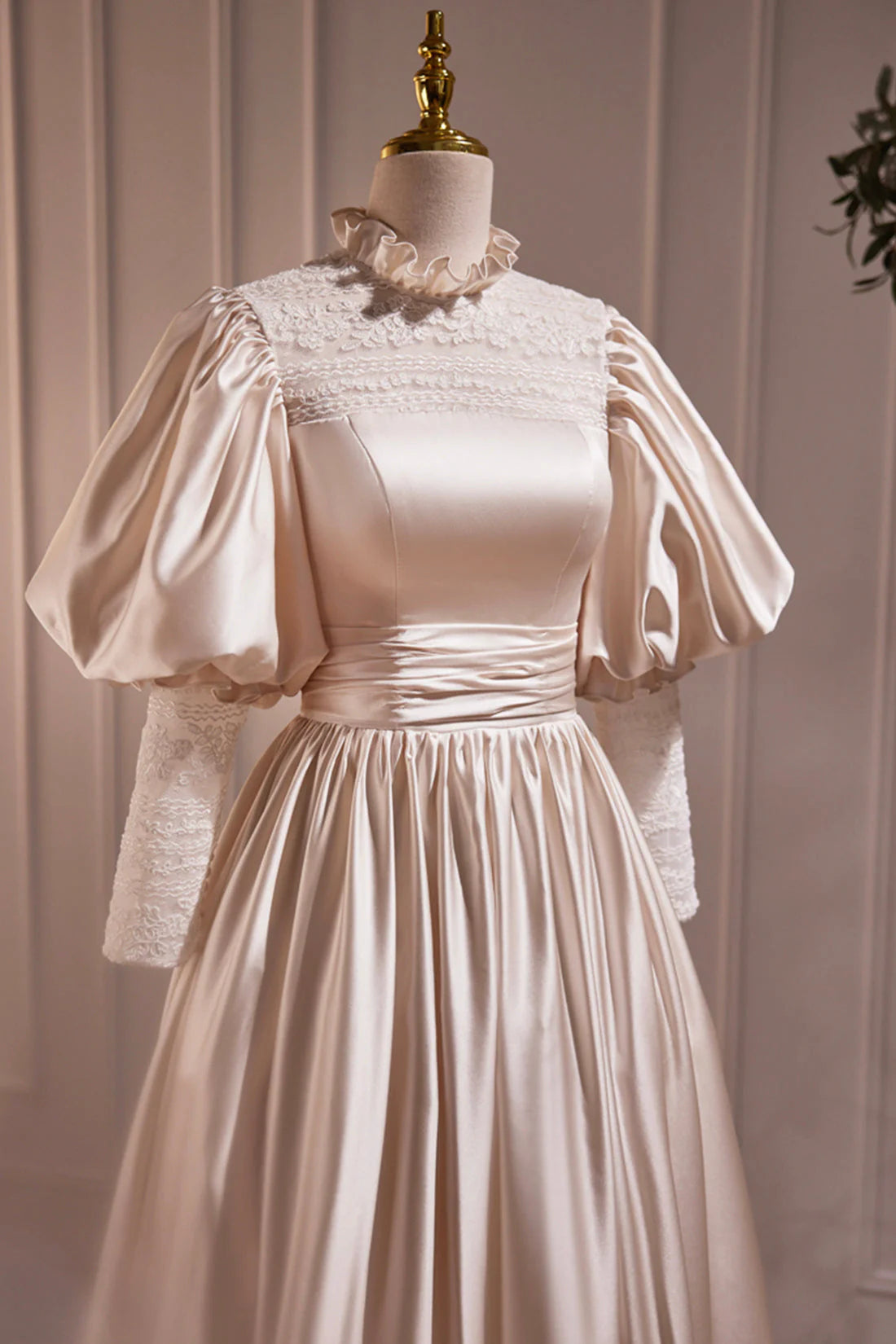 Retro Scoop Neck Lace Tea-length Prom Dress A-Line Puffy Short Sleeve Party Dress simple gentle atmospheric and unique desi Bring summer colors to enhance white