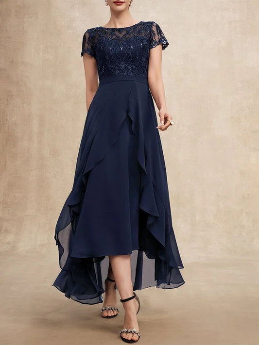 Elegant Lace Chiffon Maxi Dress simple gentle atmospheric and unique desi Bring summer colors to enhance whiteness ﻿