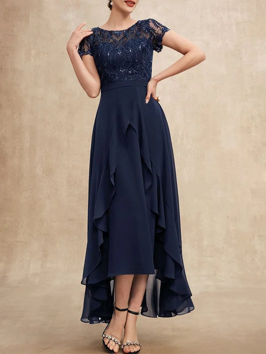 Elegant Lace Chiffon Maxi Dress simple gentle atmospheric and unique desi Bring summer colors to enhance whiteness ﻿