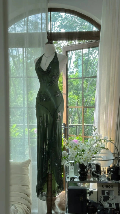 Elegant Long Chiffon Ball Gown Evening Dress  simple gentle atmospheric and unique desi Bring summer colors to enhance whiteness