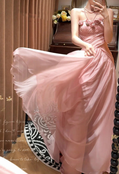 Elegant Long Tulle Prom Dress simple gentle atmospheric and unique desi Bring summer colors to enhance whiteness