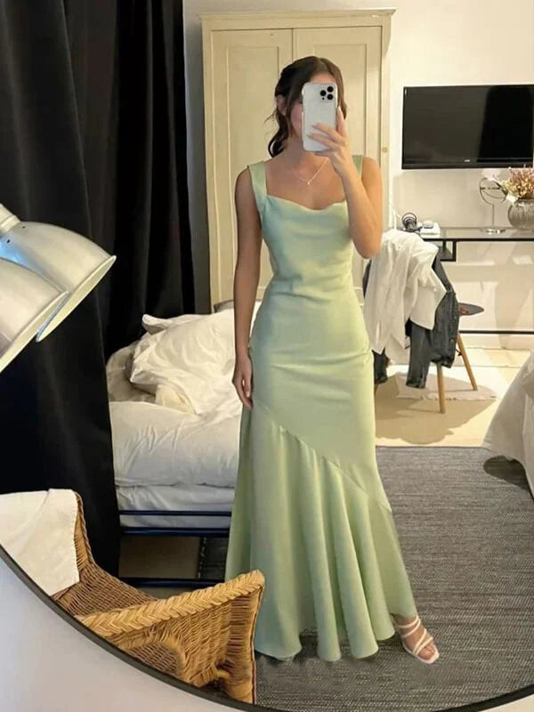 Elegant Sage Green Prom Dress Mermaid Graduation Dresses simple gentle atmospheric and unique desi Bring summer colors to enhance whiteness