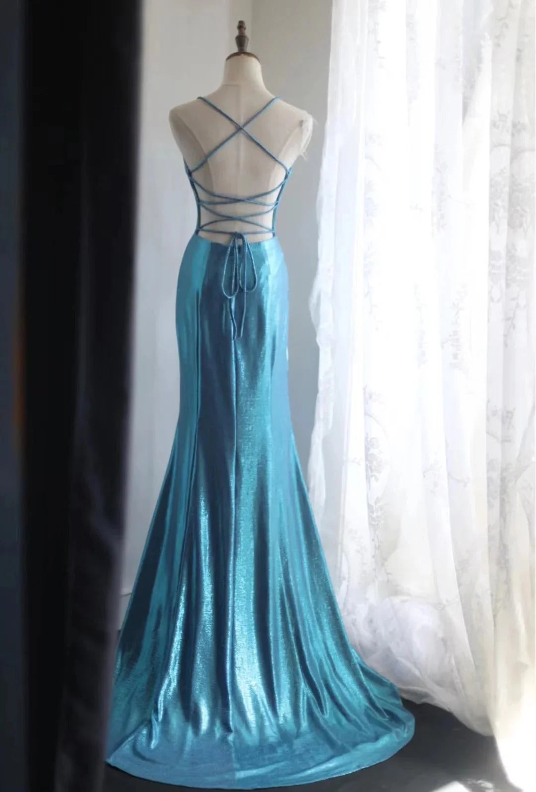 Elegant Satin Long Mermaid Slim Fit Floor Length Ball Gown Evening Gown Prom Dress simple gentle atmospheric and unique desi Bring summer colors to enhance whiteness