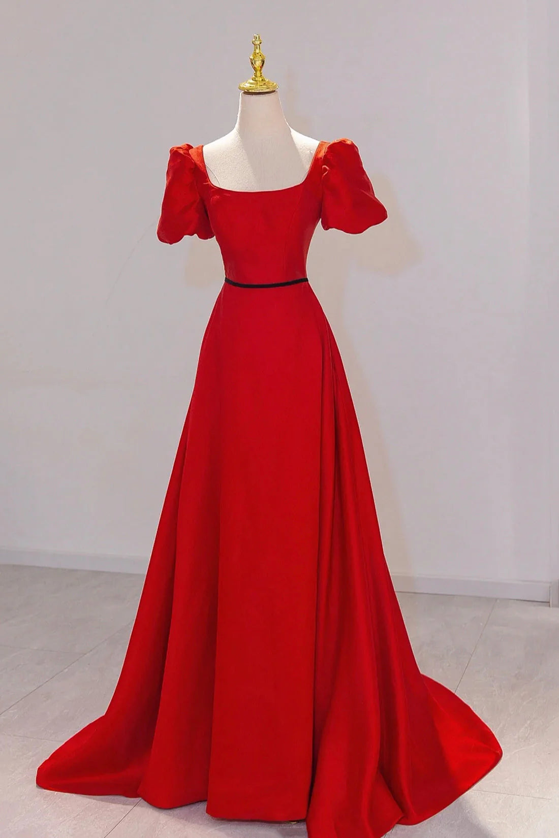 Elegant Satin Long Prom Dress Simple A-Line Red Evening Party Dress simple gentle atmospheric and unique desi Bring summer colors to enhance white