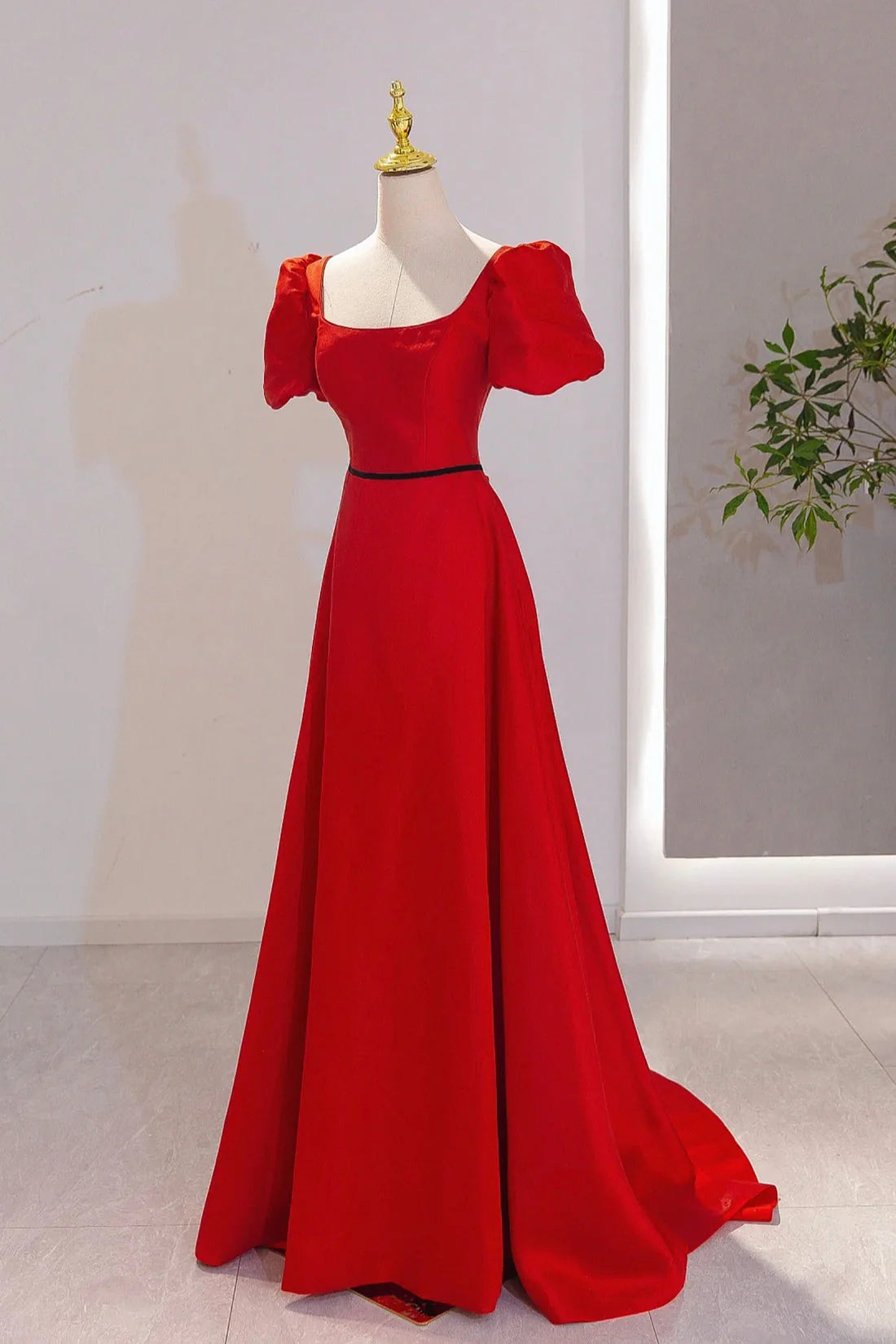 Elegant Satin Long Prom Dress Simple A-Line Red Evening Party Dress simple gentle atmospheric and unique desi Bring summer colors to enhance white
