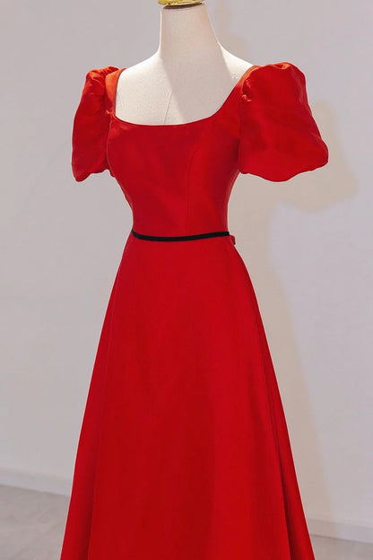 Elegant Satin Long Prom Dress Simple A-Line Red Evening Party Dress simple gentle atmospheric and unique desi Bring summer colors to enhance white