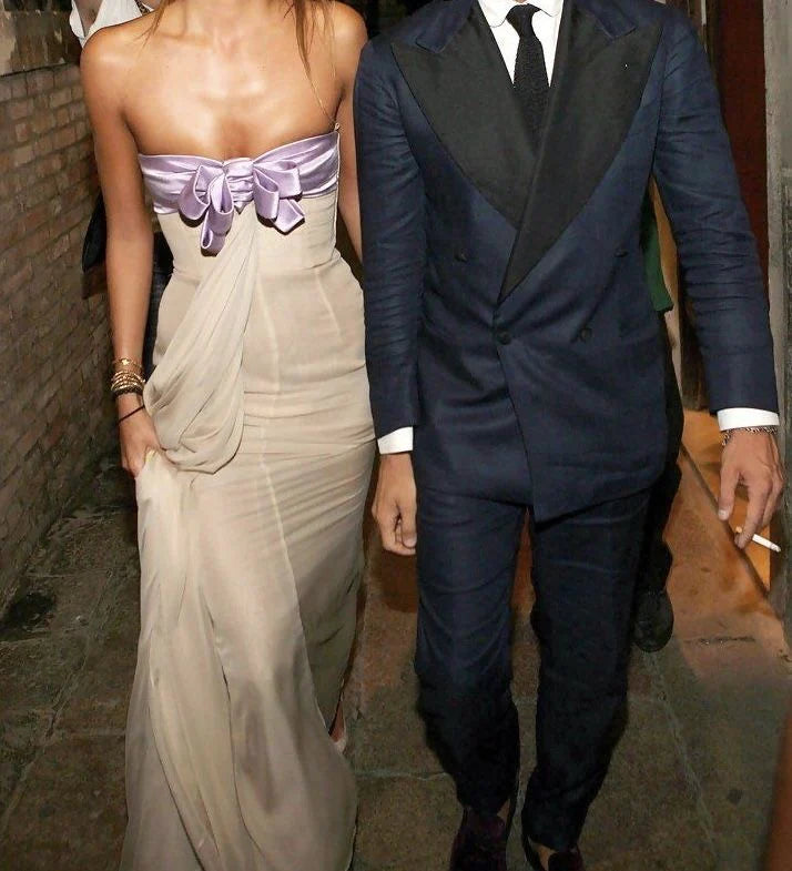 Elegant Strapless Women Sleeveless Evening Party Dress simple gentle atmospheric and unique desi Bring summer colors to enhance whiteness