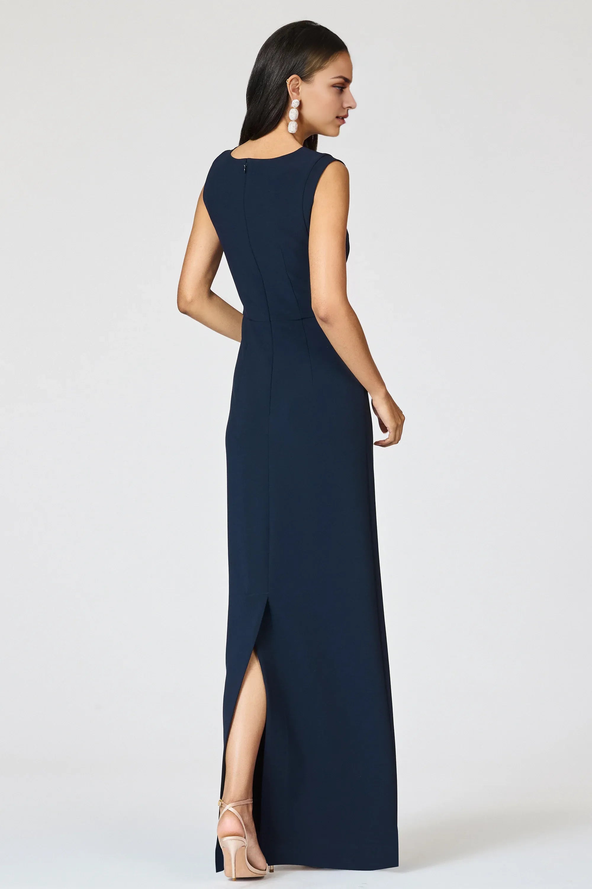 Embellished Sheath V Neck Sleeveless Zipper Back Floor Length Hot Sale Evening Dress